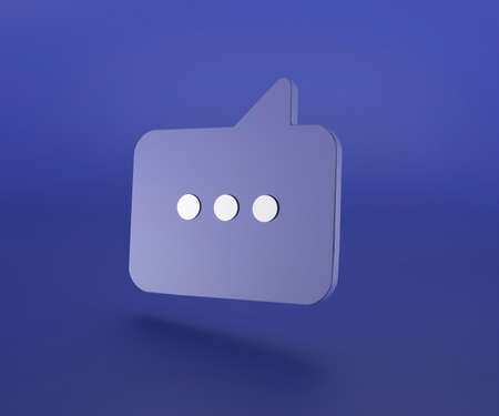 Purple message icon on a blue background, 3d illustration.の写真素材