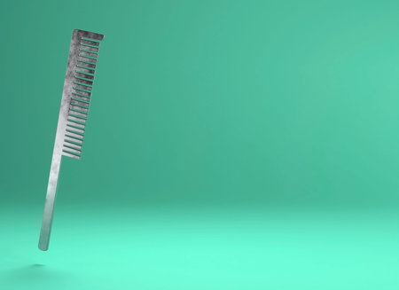 Metal comb, copy space, 3d illustration.