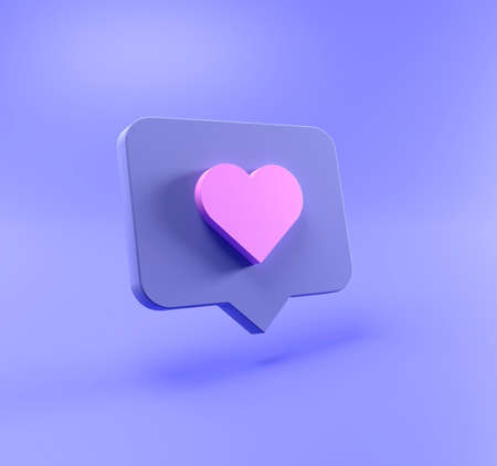 A message with a pink heart close-up, 3d illustration.の写真素材