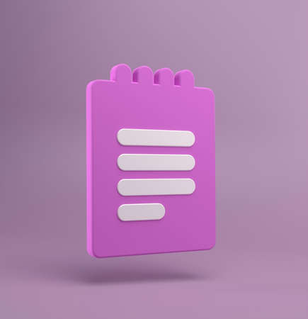 Pink notepad for notes close-up, 3d illustration.の写真素材