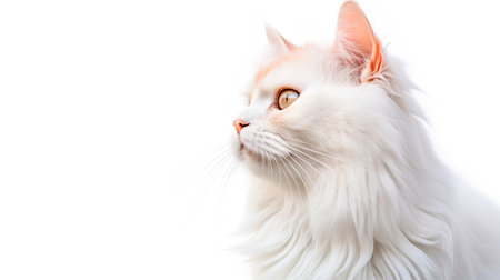 Beautiful white cat on a white background. Generative AIの素材