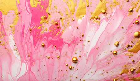 pink and gold paints are thrown onto a background. Generative AIの素材