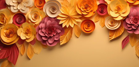 paper flower background in yellow, orange and red. Generative AIの素材