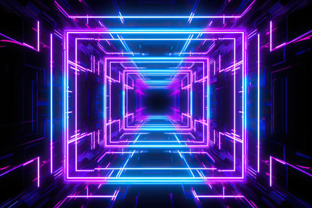 neon tunnel animation background. Generative AIの素材