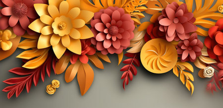 3d papers - digitally rendered paper arts in various colors. Generative AIの素材