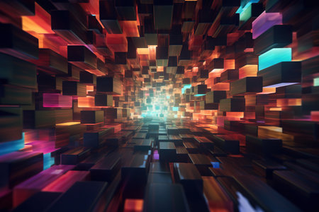 background abstract cube and light structure. Generative AIの素材