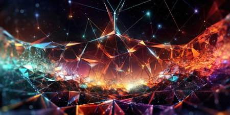 image of a futuristic background with fractal pixel lines of colors. Generative AIの素材