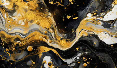 gold and black swirling paints on the background. Generative AIの素材