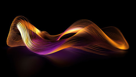 color waves on a black background. Generative AIの素材