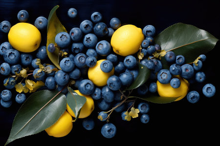lemons and blueberries. Generative AIの素材