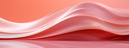 An abstract image featuring smooth pink waves on a coral background.の素材