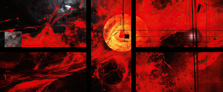 An abstract image in red and black tones with geometric elementsの素材