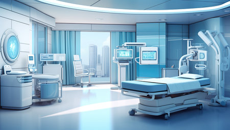 A modern operating room with advanced medical equipmentの素材