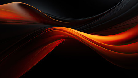 An abstract image with smooth lines in orange and black tones, creating a sense of movement and depth.の素材