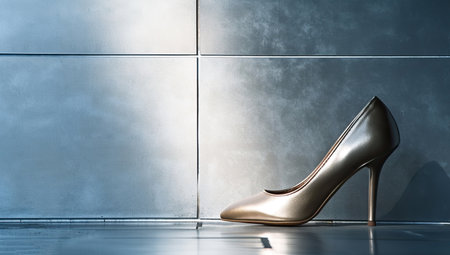 Shoe on a gray background. The concept of fashion and elegance.の素材