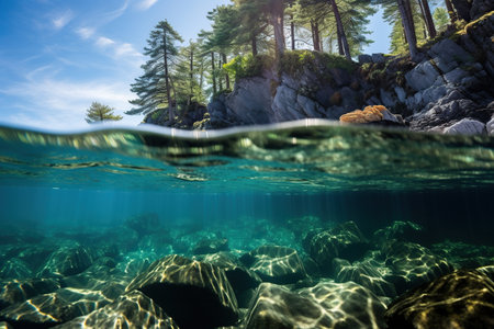 The underwater sea world, deepsea animals and the marine ecosystem.の素材