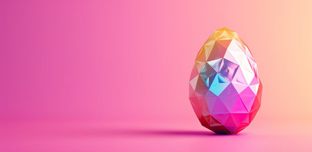 Geometric Easter egg on a pink background, the concept of Easter celebration.の素材