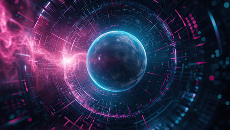 Earth in a cosmic portal. The concept of a global network.の素材