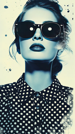 Woman in sunglasses on a pop-art background. The concept of glamor and elegance.の素材
