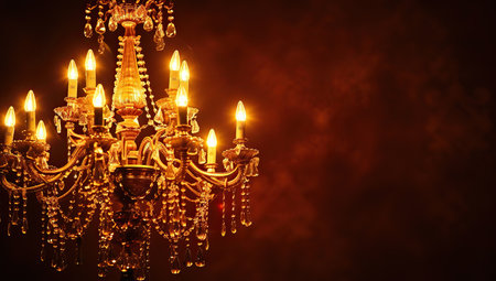 Opulent chandelier against a warm light background. The concept of luxury and wealth.の素材