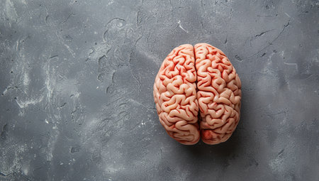 Human brain on a gray background. Intelligence and science concept.の素材