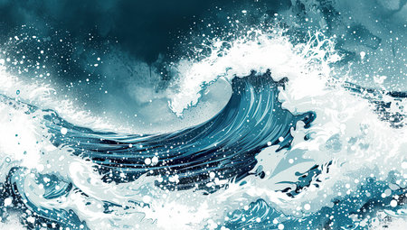 Large wave in digital art style. The concept of nature and dynamics.の素材