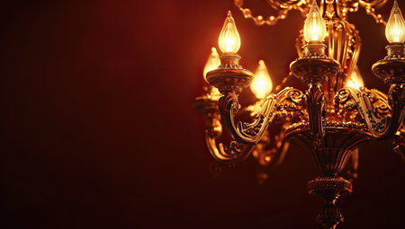 Classic chandelier against a dark background. The concept of luxury and traditional style.の素材