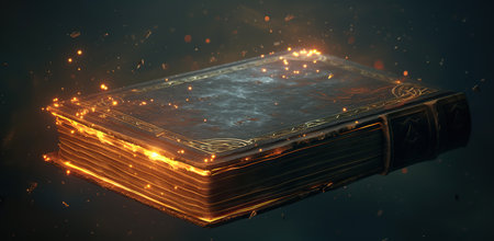 Burning book on dark background. The concept of knowledge and its power.の素材