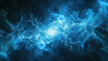 Blue plasma, energy burst. Concept of energy and power.の素材