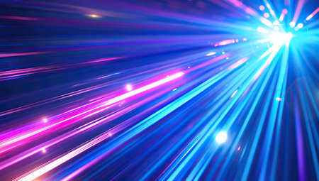 Light rays in a tunnel. Concept of speed and technology.の素材