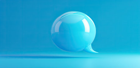 Blue comic-style speech bubble. The concept of communication and social media.の素材