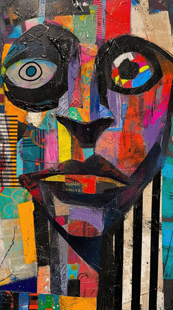Abstract painting with graffiti elements. The concept of contemporary art.の素材