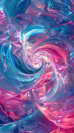 A computer-generated graphic featuring a mesmerizing swirl of vivid and diverse colors that blend and twist in a dynamic and visually appealing manner. The colors are vibrant and intense, creating a sense of movement and energy within the design.の素材