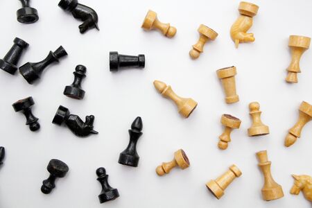 old chess on white backgroundの写真素材