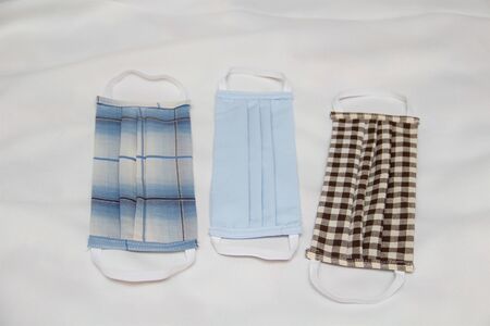 homemade reusable cotton face maskの写真素材