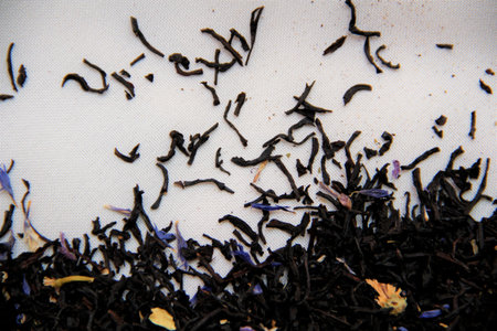 flower tea on the kitchen tableの写真素材