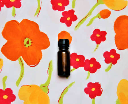 essential oil in a glass containerの写真素材