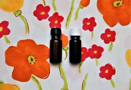 essential oil in a glass containerの写真素材