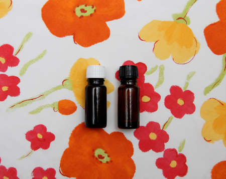 essential oil in a glass containerの写真素材