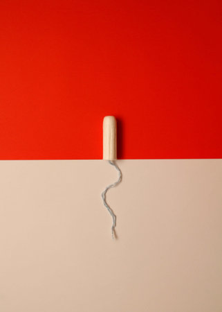 white tampon with blue thread