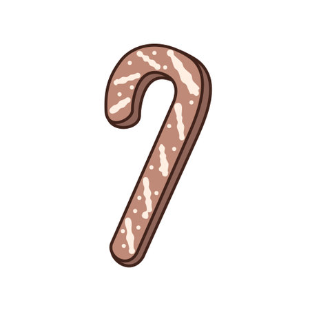 Vector illustration of gingerbread cane. Isolated Sweet festive cookie with glaze. Element of Christmas and Happy New Year eventsのイラスト素材