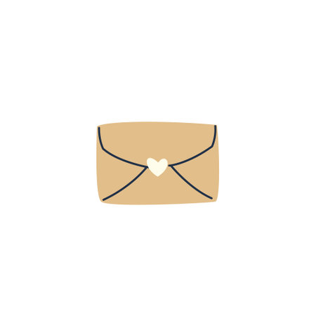 Vector Illustration of paper envelope with heart. Isolated element on a white backgroundのイラスト素材