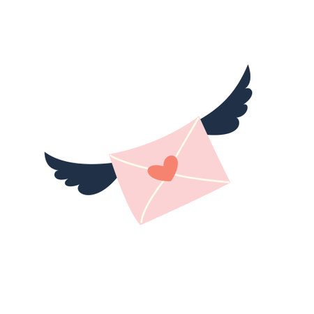 Vector Illustration of envelope with wings. Isolated element on a white backgroundのイラスト素材