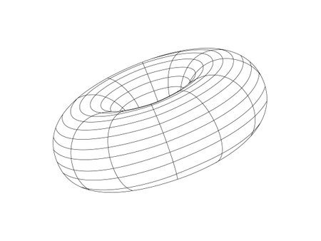 Isolated abstract geometric Y2K wireframe. Editable stroke retro futuristic shape. Vector illustrationのイラスト素材