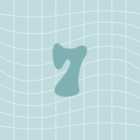 Christmas advent calendar design, day 7. Vector groovy style illustration, blue backgroundのイラスト素材