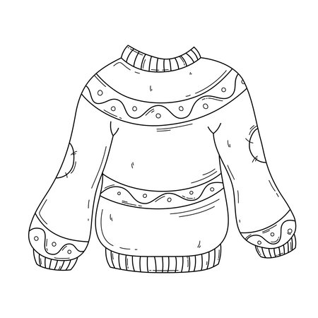 Hand drawn Sweater outline vector illustration in doodle style. Simple editable stroke design element isolated on white backgroundのイラスト素材