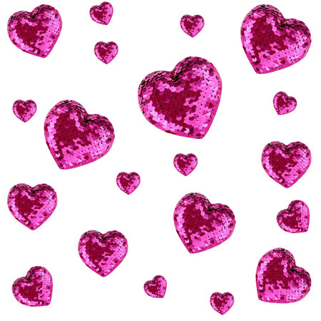 Hearts seamless pattern. Pink hearts on white background. The concept of love and romance.
