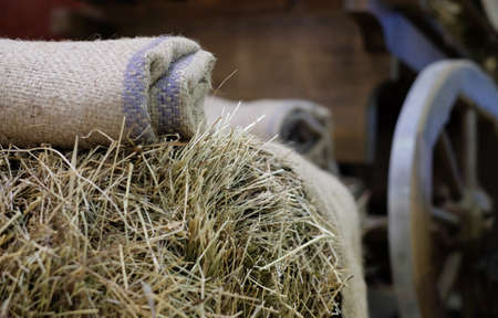 Hay bales, rustic style background. Selective focusの写真素材