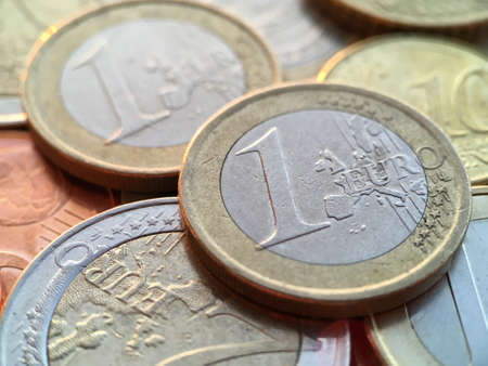 Euro coins money close up, currency of Europen Unionの写真素材