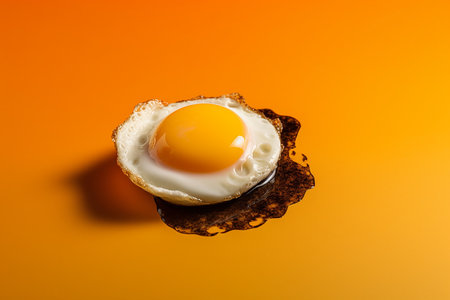 Fried egg. on a yellow backgroundの素材